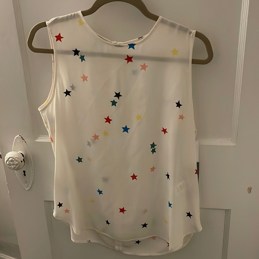 Equipment silk blouse with multi colored stars pattern